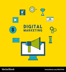 importents of digital marketing in future digital marketing graphic with colourful icons and tools